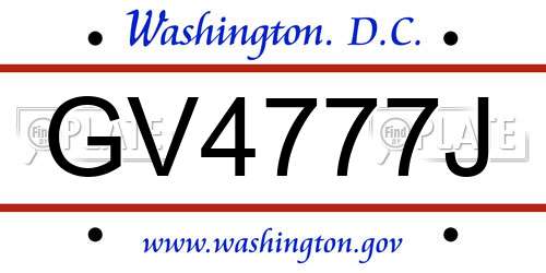 GV4777J District Of Columbia License Plate