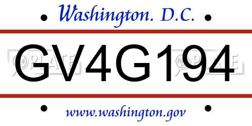 GV4G194 District Of Columbia License Plate