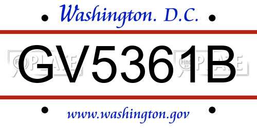 GV5361B District Of Columbia License Plate