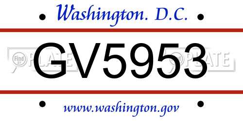 GV5953 District Of Columbia License Plate