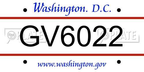 GV6022 District Of Columbia License Plate