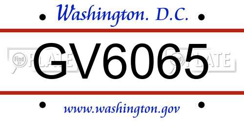 GV6065 District Of Columbia License Plate