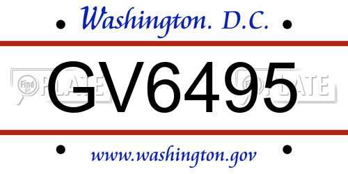 GV6495 District Of Columbia License Plate