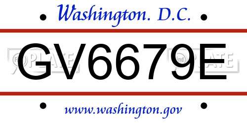 GV6679E District Of Columbia License Plate