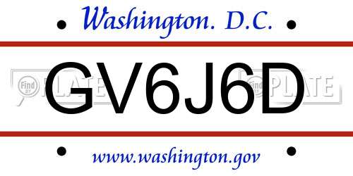 GV6J6D District Of Columbia License Plate