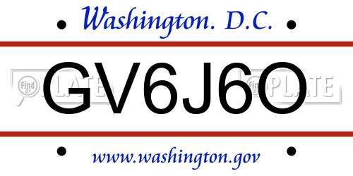 GV6J6O District Of Columbia License Plate