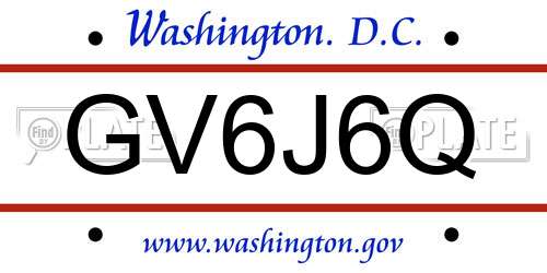 GV6J6Q District Of Columbia License Plate