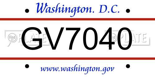 GV7040 District Of Columbia License Plate