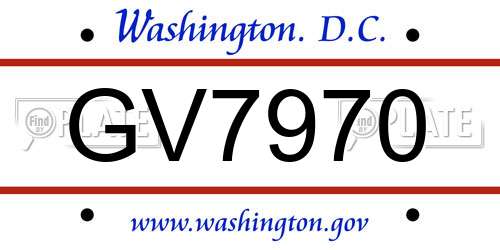 GV7970 District Of Columbia License Plate