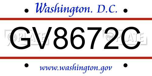 GV8672C District Of Columbia License Plate