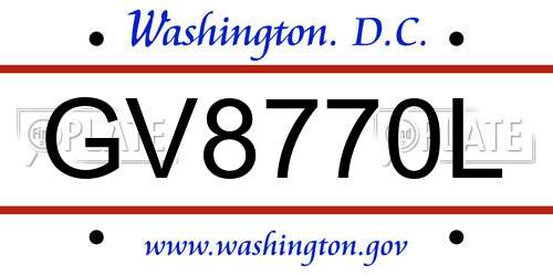 GV8770L District Of Columbia License Plate