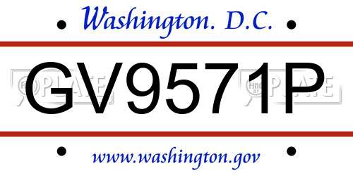 GV9571P District Of Columbia License Plate