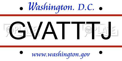GVATTTJ District Of Columbia License Plate