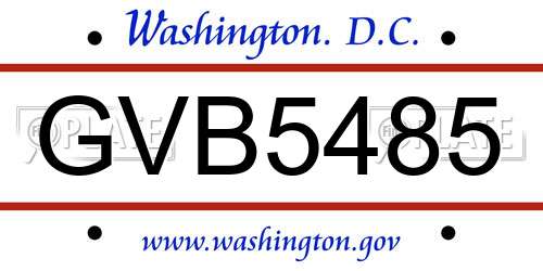 GVB5485 District Of Columbia License Plate