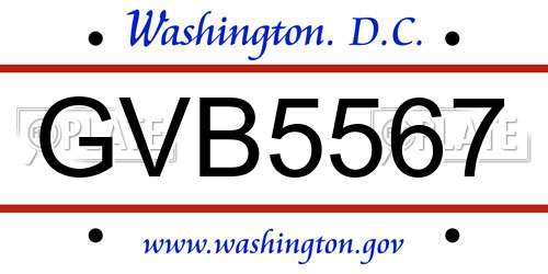 GVB5567 District Of Columbia License Plate