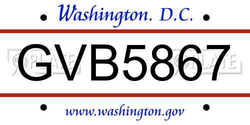 GVB5867 District Of Columbia License Plate