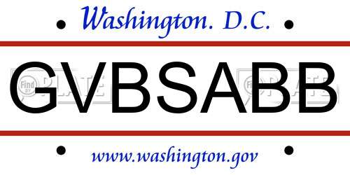 GVBSABB District Of Columbia License Plate