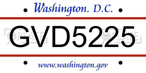 GVD5225 District Of Columbia License Plate