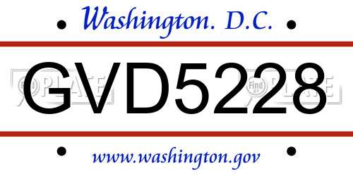 GVD5228 District Of Columbia License Plate