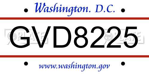 GVD8225 District Of Columbia License Plate
