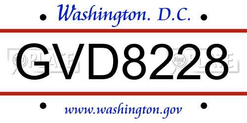 GVD8228 District Of Columbia License Plate