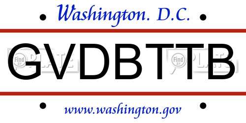 GVDBTTB District Of Columbia License Plate