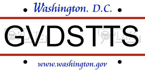 GVDSTTS District Of Columbia License Plate