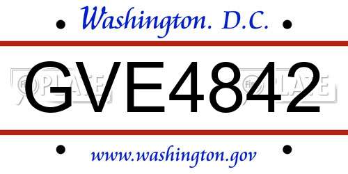 GVE4842 District Of Columbia License Plate