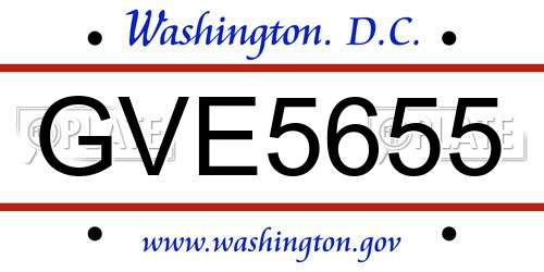 GVE5655 District Of Columbia License Plate