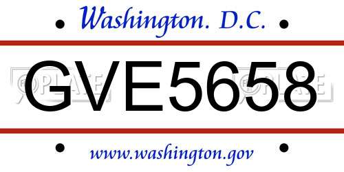 GVE5658 District Of Columbia License Plate