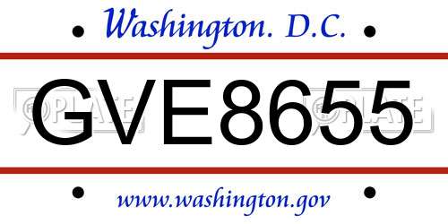 GVE8655 District Of Columbia License Plate