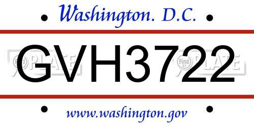 GVH3722 District Of Columbia License Plate