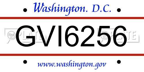 GVI6256 District Of Columbia License Plate