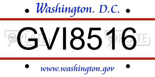 GVI8516 District Of Columbia License Plate