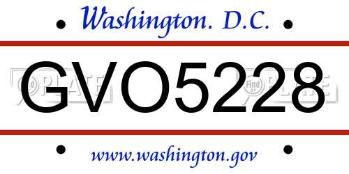 GVO5228 District Of Columbia License Plate