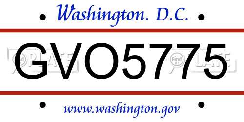 GVO5775 District Of Columbia License Plate
