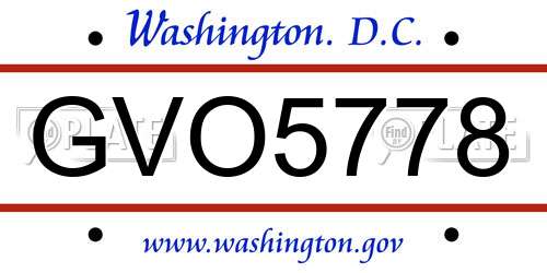GVO5778 District Of Columbia License Plate