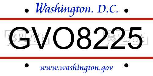 GVO8225 District Of Columbia License Plate