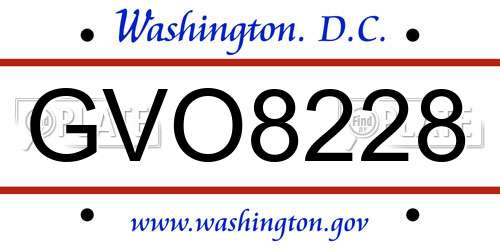 GVO8228 District Of Columbia License Plate