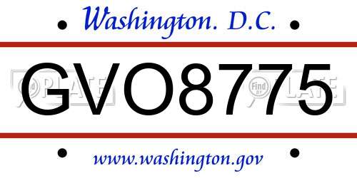 GVO8775 District Of Columbia License Plate