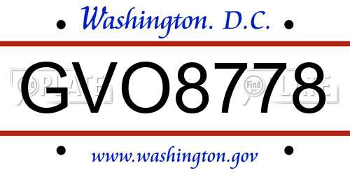 GVO8778 District Of Columbia License Plate