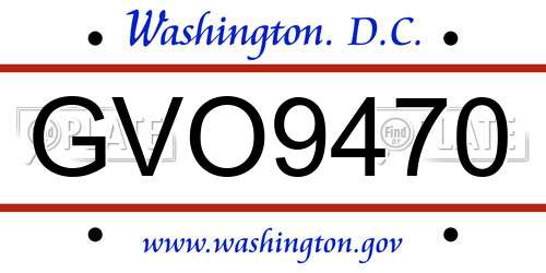 GVO9470 District Of Columbia License Plate