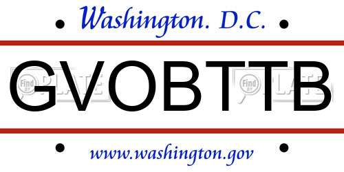 GVOBTTB District Of Columbia License Plate