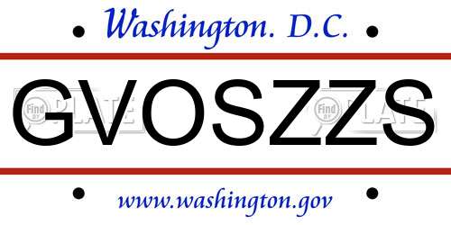 GVOSZZS District Of Columbia License Plate