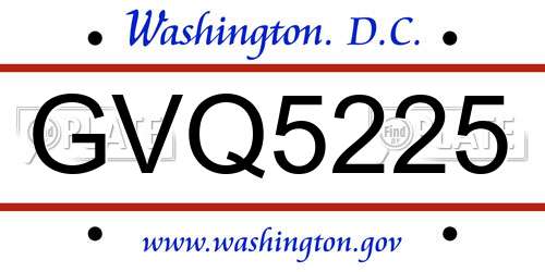 GVQ5225 District Of Columbia License Plate