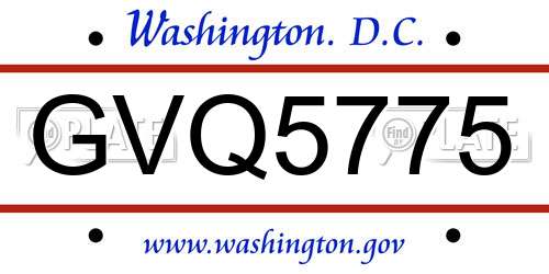 GVQ5775 District Of Columbia License Plate