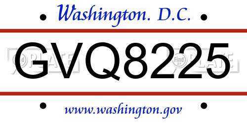 GVQ8225 District Of Columbia License Plate