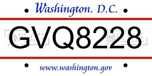 GVQ8228 District Of Columbia License Plate