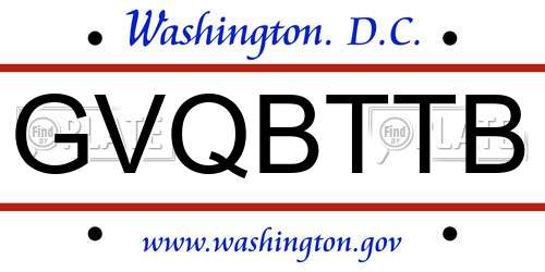 GVQBTTB District Of Columbia License Plate