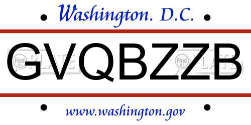 GVQBZZB District Of Columbia License Plate